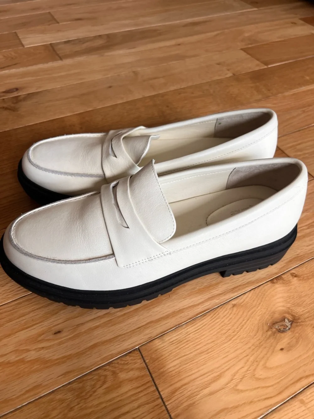 Quince Italian Leather Lug Sole Platform Chunky Loafers Ivory Women’s Size 10